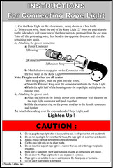 1/2″ Rope Light Connector Cord, 2 Wire, 1 Power Piece, 6 Foot Cord, and End Cap