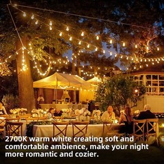 50FT LED Outdoor String Lights, with Waterproof, ST38 Led Edison Vintage Bulbs