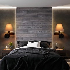 PULLCU Swing Arm Wall Lamp.Wall Mount Lamp Dimmable Switch.Plug In Wall Sconces
