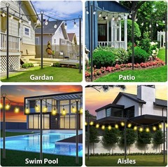 10Ft String Light Poles 4 Pack, for Outside Lights, Metal Stand, Patio Backyard
