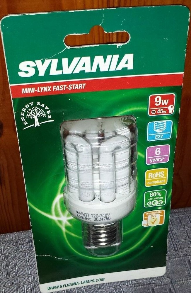 Sylvania Energy Saving Bulb E27 9W Power 45W Warm White Lamp