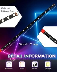 For Car Interior Exterior Self-Adhesive 12″ Waterproof Led Strip Light 15LED 12V