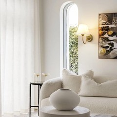 SongCiLT Vintage Curved Arm Fabric Wall Sconce Linen Cloth Shade, Hardwired