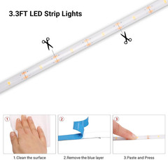 Battery Operated Led Strip Lights Warm White, Self-Adhesive, Cuttable, Waterpro