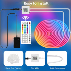 100FT RGB LED Neon Rope Lights, App & Remote Control, Flexible Waterproof IP65 L