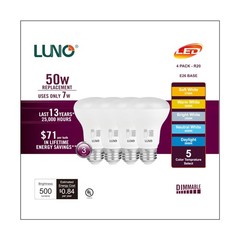 LUNO R20 Dimmable LED Bulb, Color Selectable, 7W (50W Equivalent), 500 Lumens…