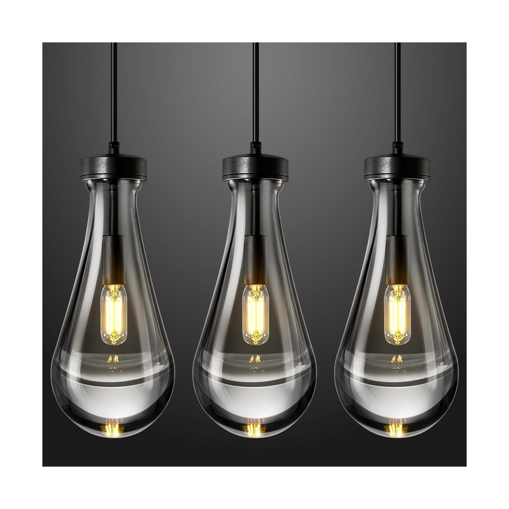 Raindrop Pendant Lights Kitchen Island Set of 3 Teardrop Black Hanging Light …