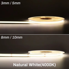 3Mm 5Mm COB LED Strip 12V 24V Dimmable 3000K 4000K 6000K High Density Flexible L