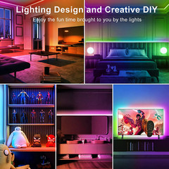 50Ft Bluetooth LED Strip Light Music Sync 5050 LED Color Changing Phone Remote