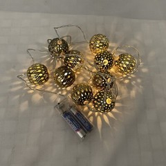 Globe String Lights Battery Operated Gold Plastic Ball Fairy Lights Warm White