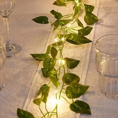 Green Leaf LED String Lights 2M Battery Operated Garland Home Party Decor Set