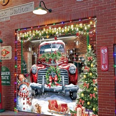Christmas Garage Door Banner Cover Decorations,7 x 8 Ft Red Truck 7′ x 8′
