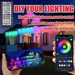Luces exteriores permanentes, luces de alero RGB de 200 pies con control de apli