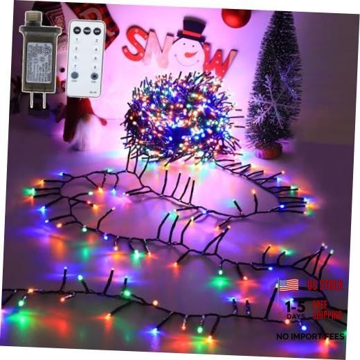 Multicolor 105ft Christmas Cluster Lights with Remote – 1600 LEDs