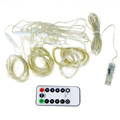 300 LED Fairy Curtain Lights, 9.8×9.8Ft USB Plug-in 8 Modes Christmas String