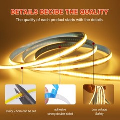 COB LED Strip Light 5V 320LEDs/M Motion Sensor Dimmable Flexible DIY Backlight