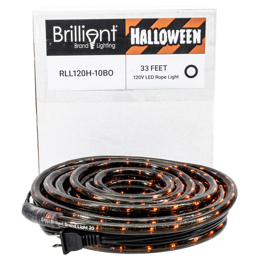 Orange LED Rope Light – Halloween Edition with Black PVC – 120 Volt – 33 Feet