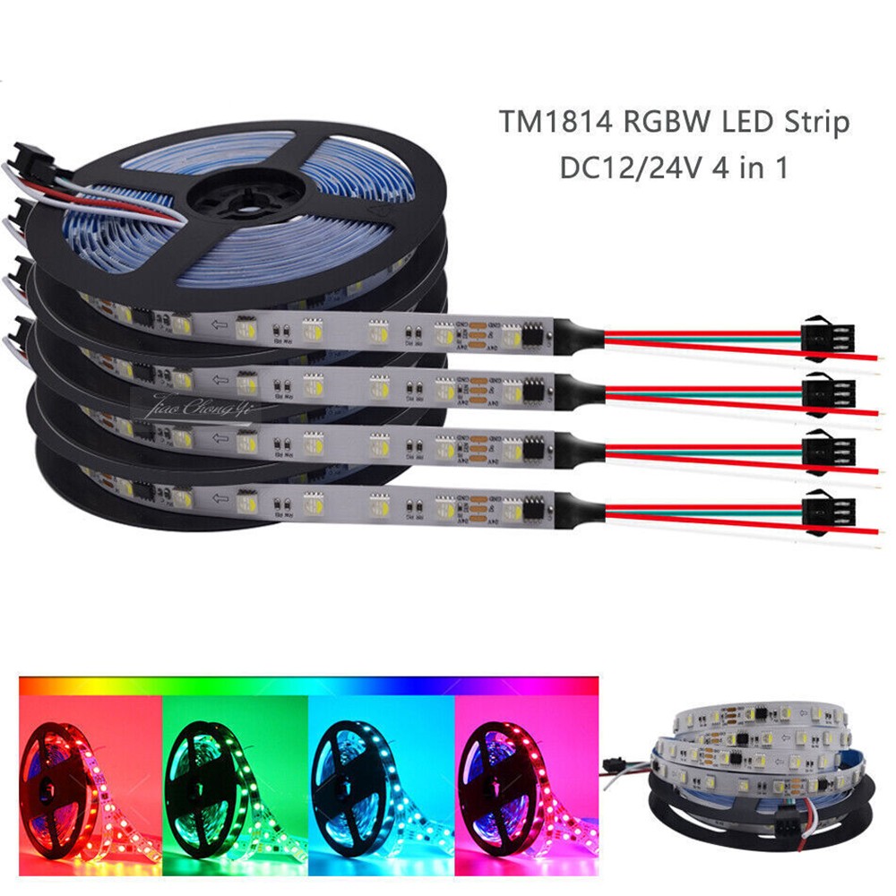 12V 24V TM1814 5050 RGBW RGBWW 4in1 5M 300leds LED Pixel Strip Light Addressable