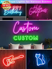 100Ft RGB LED Neon Rope Lights with App, Remote Control, IP65 Waterproof Neon Li
