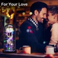 Eternal Forever Galaxy Rose Flower In Glass Dome LED Light Valentine’s Day Gift