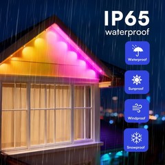 LED Permanent Outdoor Lights 60M, 24V Bluetooth RGB with APP & Remote Control