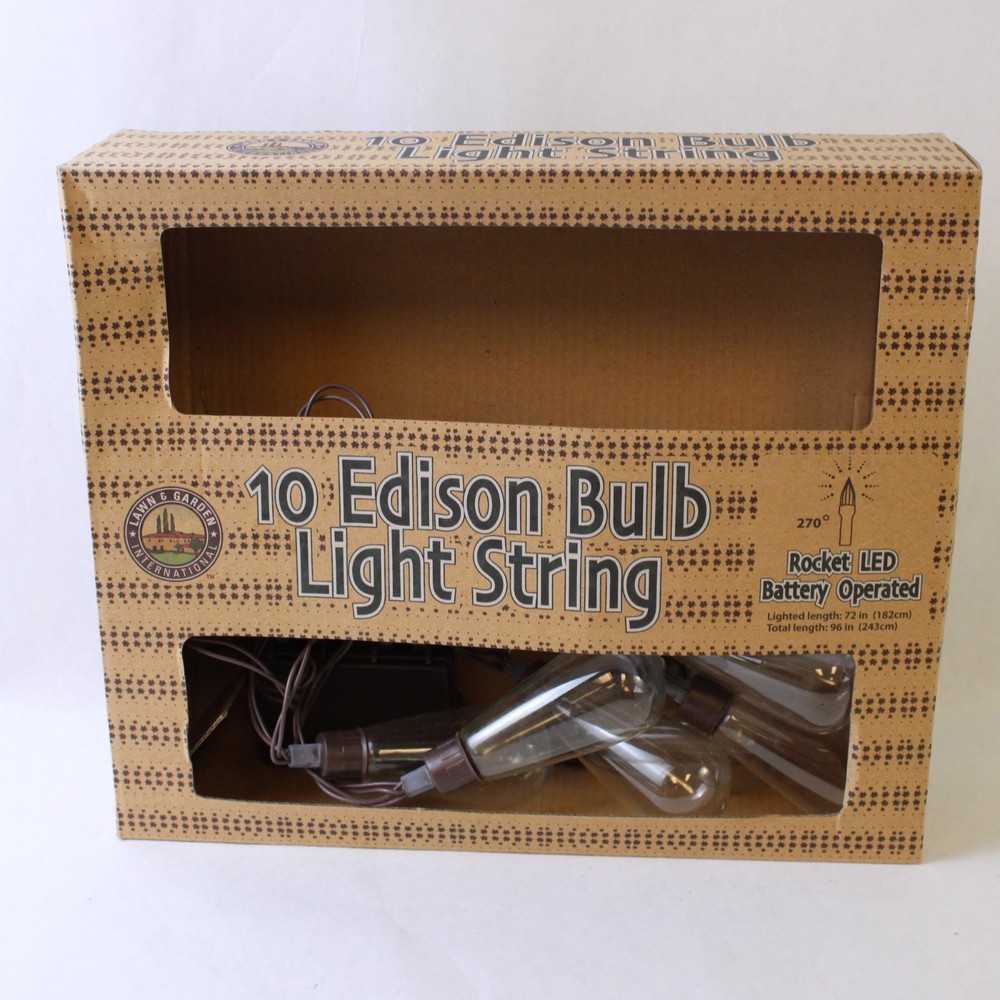Rocket LED 10 Edison Bulb Warm White Light String W/ 7 Glass Bulb Covers