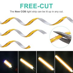 5mm 8mm COB LED Strip Light Free Cut 400LEDs Flexible Tape Linear Lighting