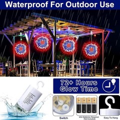 2 Pack 250th Anniversary 4th of July Lights, Waterproof LED Firework Decor, Time