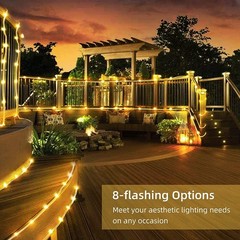 Solar Rope Lights 33FT 100LED Outdoor Solar String Lights IP65 Waterproof
