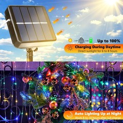 Solar String Lights, 72Ft 200 LED Solar Fairy Lights with 8 Modes & Waterproof
