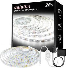 White LED Strip Lights, 20Ft Dimmable Super Bright 24V Led Tape Light 6500K 360