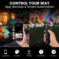 RGBWW Smart Outdoor Spotlights 4-Pack 48ft IP65 LED Lights Alexa Remote App