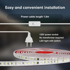pcningled Outdoor LED Strip Lights Waterproof 16.4 Feet AC 110V 120V Adhesive