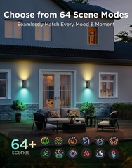 Outdoor UpDown Wall Light, 2 Pack, 1200LM RGBICWW Smart Porch Lights | 64 Scene
