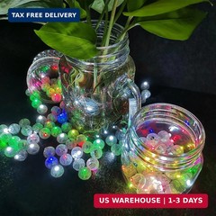 50PCs Mini Led Lights with Hook, Waterproof Round Tiny Led Light for Party Decor