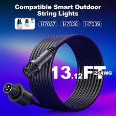 13.12Ft Smart Outdoor String Lights Extension Cord,4M Power Cable with 3-Pin Plu
