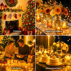6 Pack Yellow Fairy Lights Battery Operated with Timer, 20 LED 3 Modes