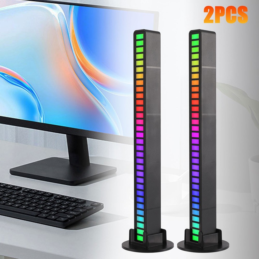 2/4PACK Rechargeable Music Rhythm Voice Light Bar, Sound Activated RGB Light Bar