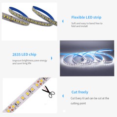 DC 24V 2835 LED strip 180leds/m 10mm white super Bright Flexible Tape 10M /roll