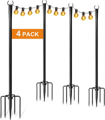 4 Pack String Light Poles for Outside, Thickened Metal Christmas Lights Hanger P