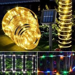 39FT Solar Rope Tube Lights Outdoor Waterproof LED PVC Fairy String Light Garden