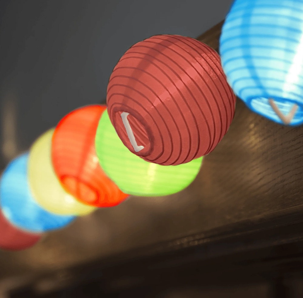 String Lights, 4-inch Round Nylon Lanterns, 6 feet, Multicolor for Parties