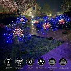 150 LED Solar Firework Lights Outdoor Waterproof Path Lawn Garden Decor Lamp