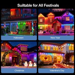 200Ft Permanent Outdoor Lights for House, App & Remote Control, RGB Smart Eaves