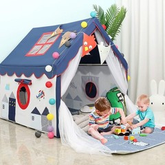 Kids Tents Indoor Playhouses Boys 9.9Ft Star String Lights Blue Tent for Upgr…
