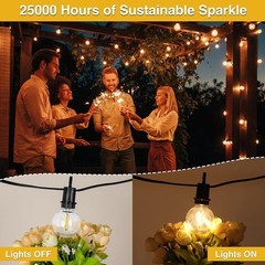 Energy Saving LED String Lights Outdoor Waterproof Warm White 30 Sockets New