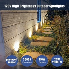 20W Dusk to Dawn Led Outdoor Light 120V 3000K 2000lm Warm White LED Spot Ligh…