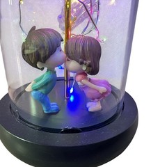 Galaxy Rose in Glass Dome w/ Kissing Couple LED Fairy Lights Romantic Gift Decor