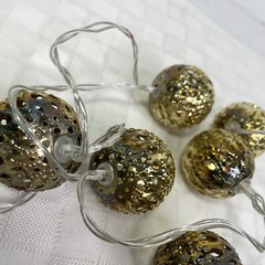 Globe String Lights Battery Operated Gold Plastic Ball Fairy Lights Warm White