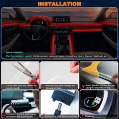 Jushope Interior Car LED Strip Lights with Wireless APP and Remote Control, RGB